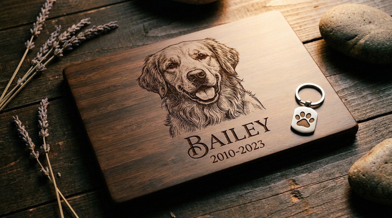 Laser engraved pet memorial gifts Charlotte