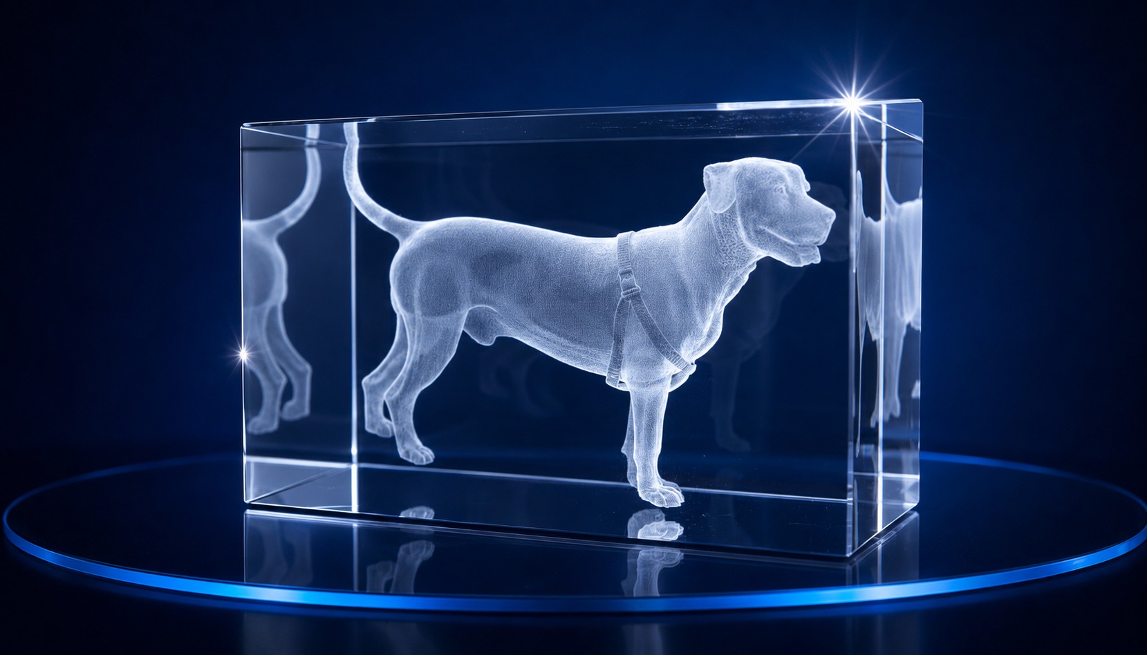 3D crystal dog sculpture