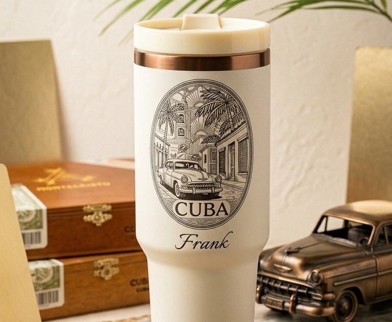 Custom engraved Cuba tumbler for Frank — Creative Pawprint Charlotte NC
