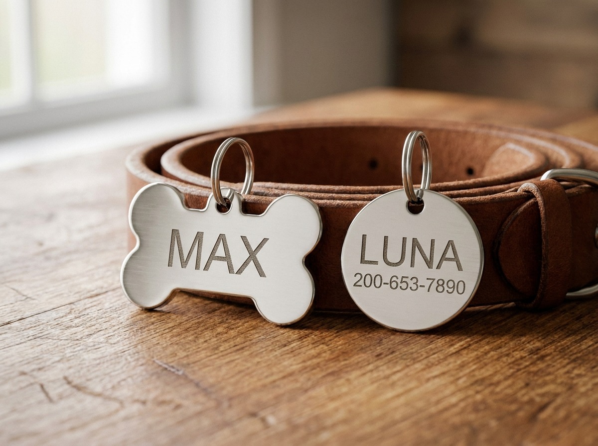 Custom laser engraved pet ID tags