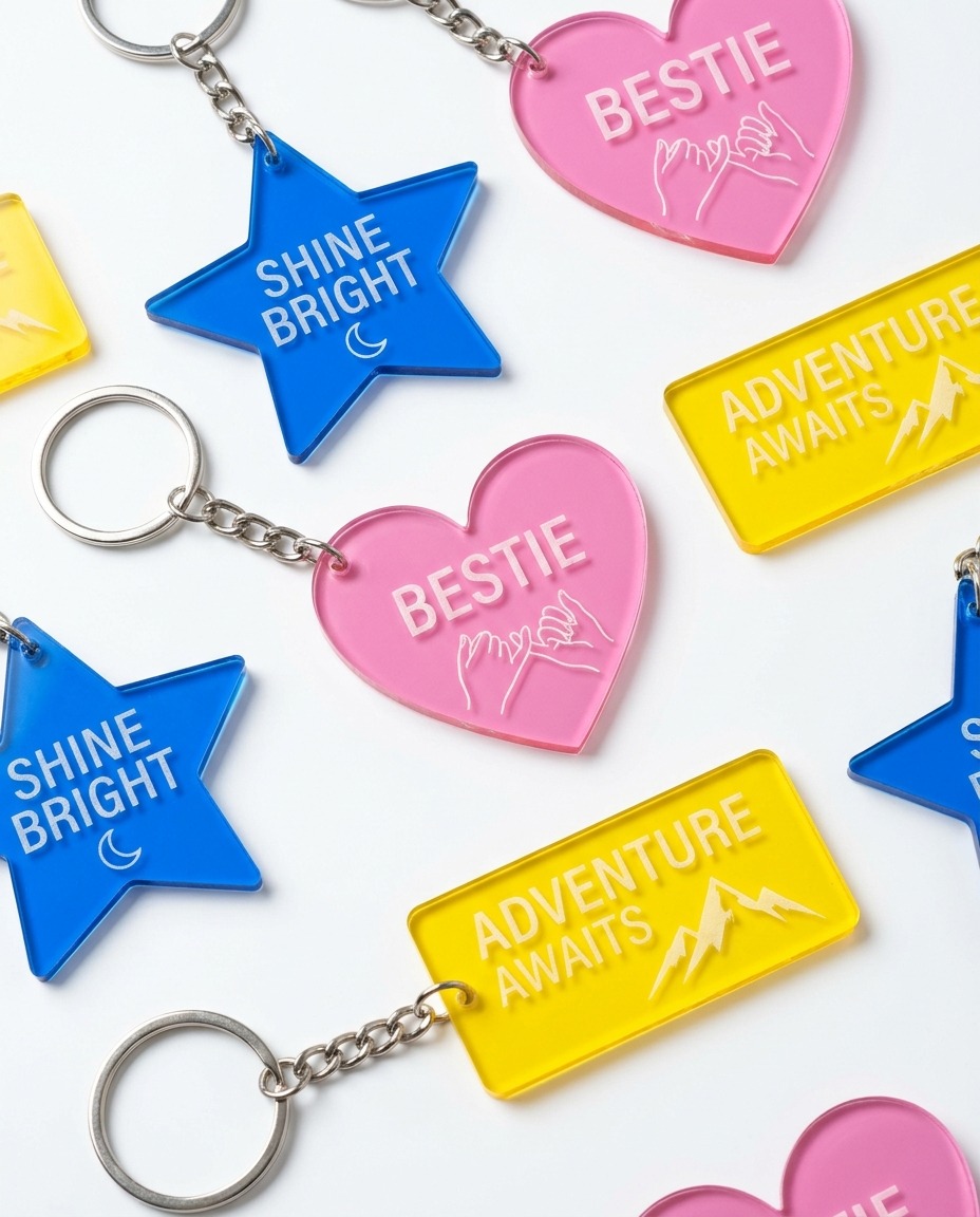 Colorful custom acrylic keychains event giveaway
