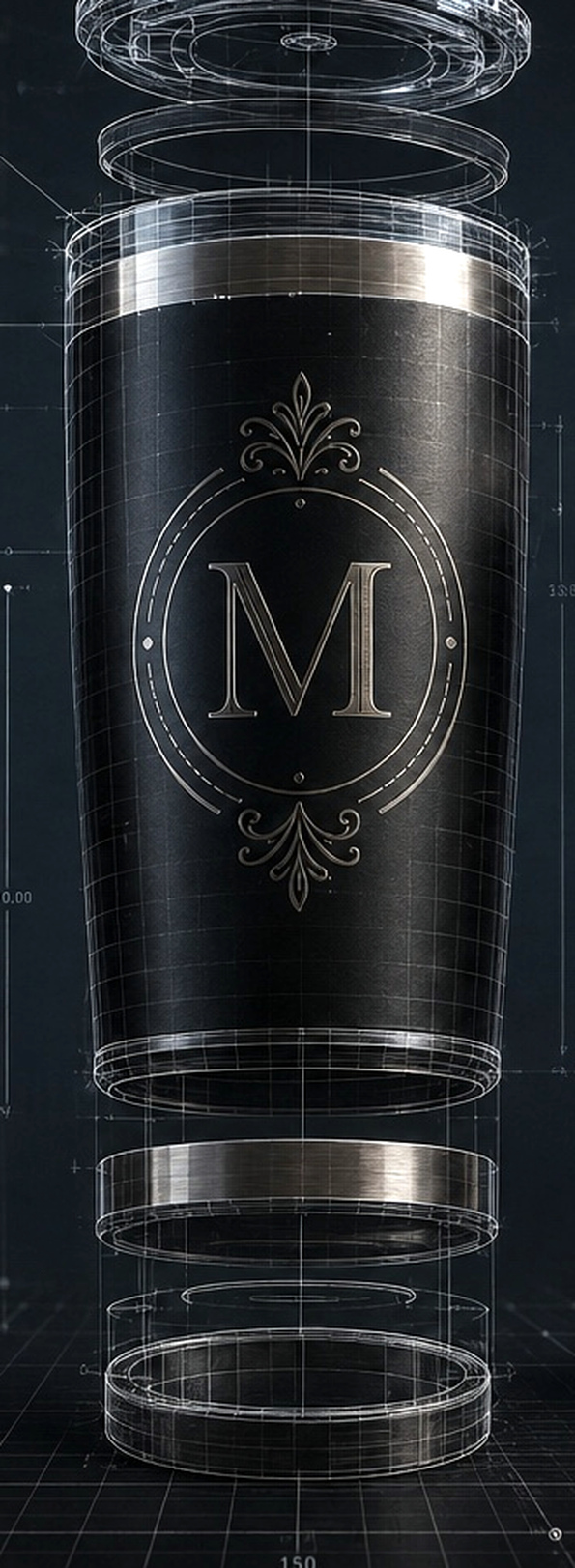 Laser engraved monogram tumbler